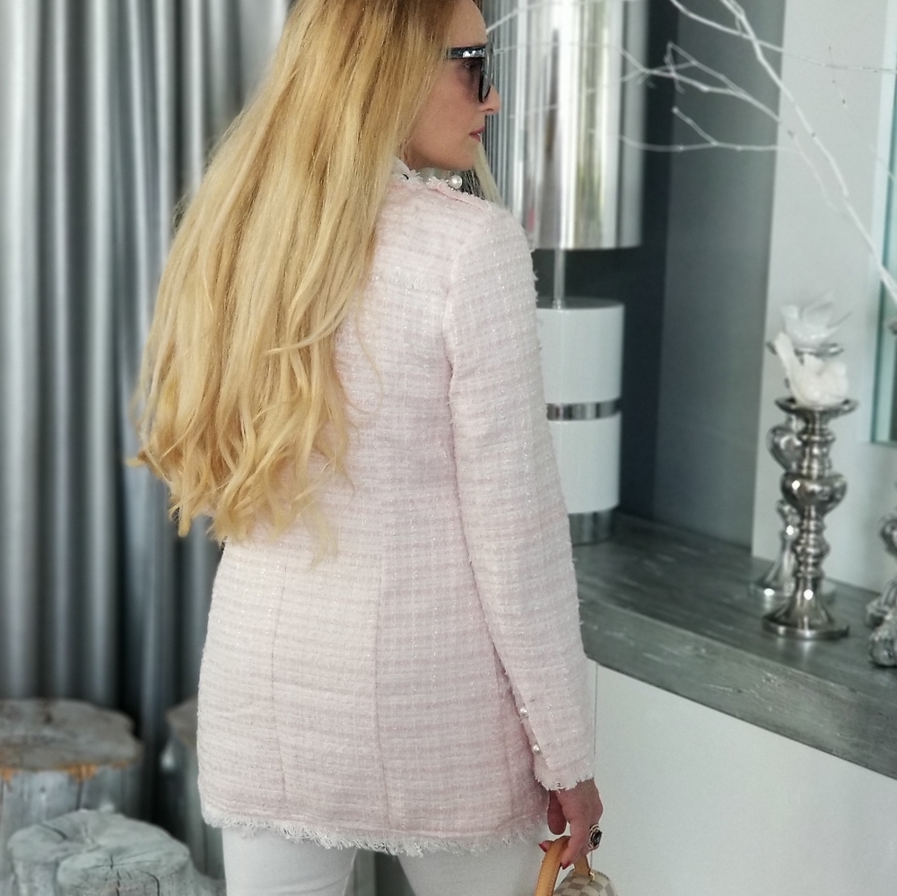 PINK TWEED BLAZER JACKET - Picture 5 of 9